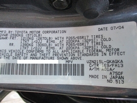 2004 TOYOTA 4RUNNER SR5 METALLIC BLUE 4.7L AT 4WD Z16151